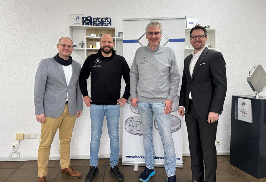 (v.l.n.r) Tobias Brehm, Partrik Feißt, Jens Becker, Björn Kornmüller | Foto: Becker Erodiertechnik