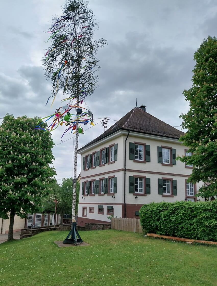 Eine Idylle! Der Maibaum ist immer noch zu bewundern!