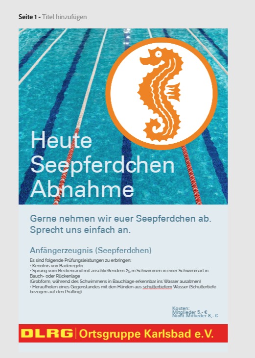 Jederzeit Seepferdchen machen
