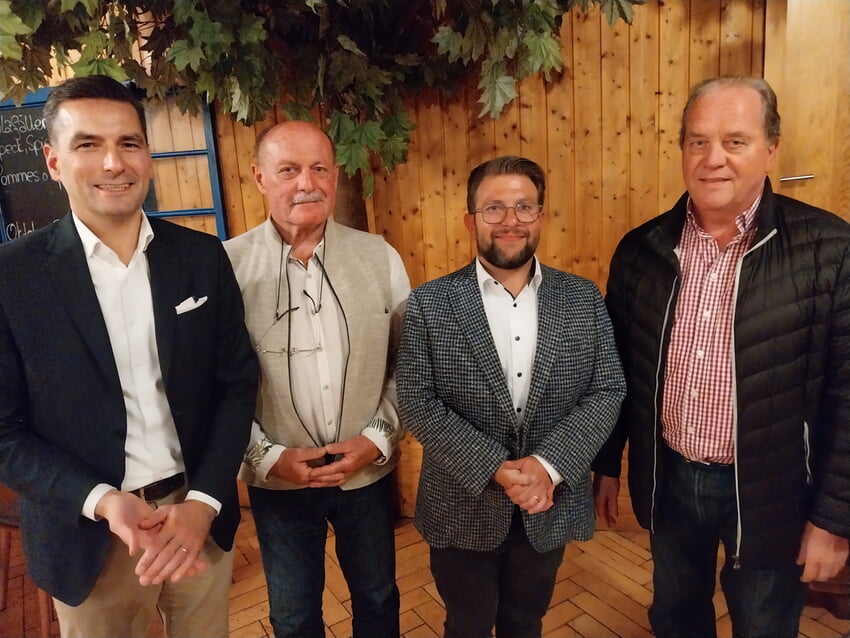 Nicolas Zippelius, Wolfgang Sandner (CDU Karlsbad), Lorenzo Saladino (Landtagskandidat), Roland Bächlein (CDU Waldbronn))
