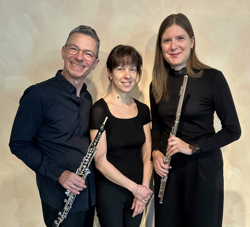 V.l. Marcus Kappis – Oboe, Natalia Zagalskaja – Klavier und Clara Steidlinger – Querflöte. Foto: Musikschule Ettlingen