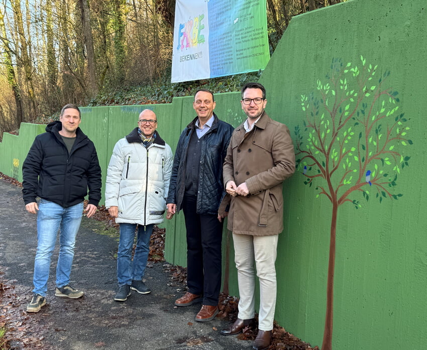 v.l. Dominik Guthier, Joachim Guthmann, Diakon Ulrich Haag, Bürgermeister Björn Kornmüller