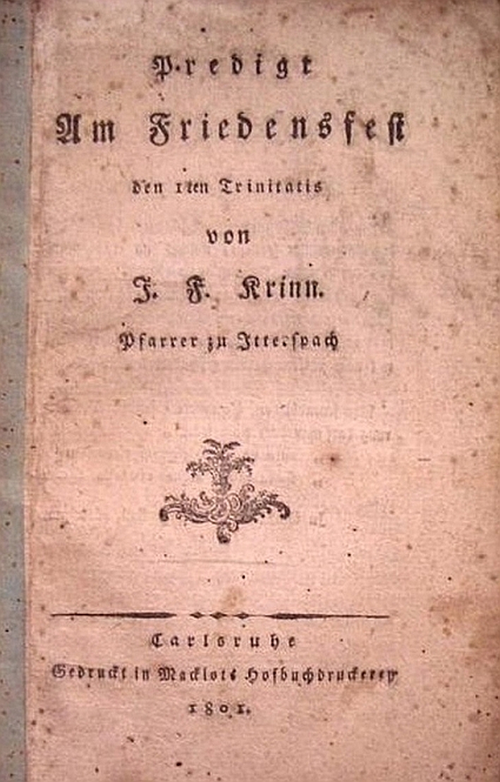 Der seltene Druck der Predigt von 1801