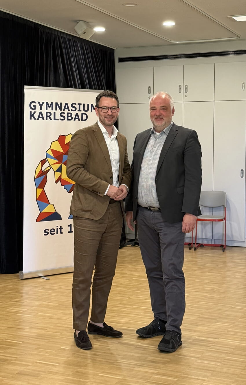 Bürgermeister Björn Kornmüller und Christian Wehrle. Foto: Gemeinde Karlsbad