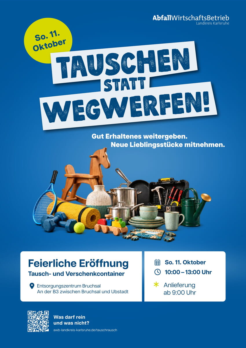 Plakat zur Eröffnung des Tausch- und Verschenkcontainers „Tauschrausch“.