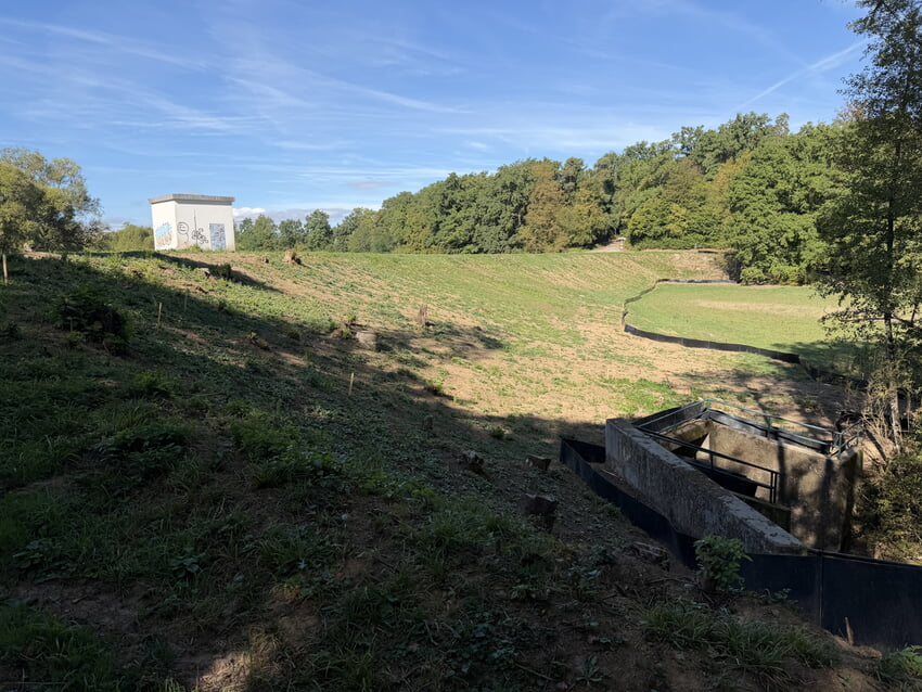 Das Hochwasserrückhaltebecken Karlsbad-Mutschelbach. Foto: Gemeinde Karlsbad