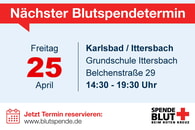 Blutspende am 25. April in Karlsbad-Ittersbach